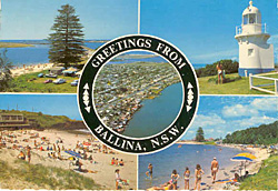 A postcard showing Ballina Lighthouse