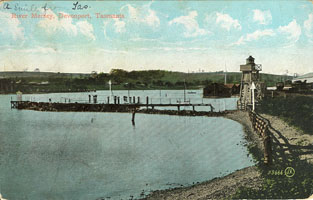 Old postcard showing the original leading light