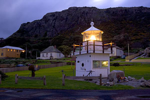 The re-located Circular Head Light at night