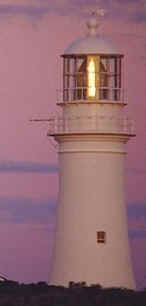 Althorpe Island Lighthouse c1985 showing the 1st order Fresnel lens